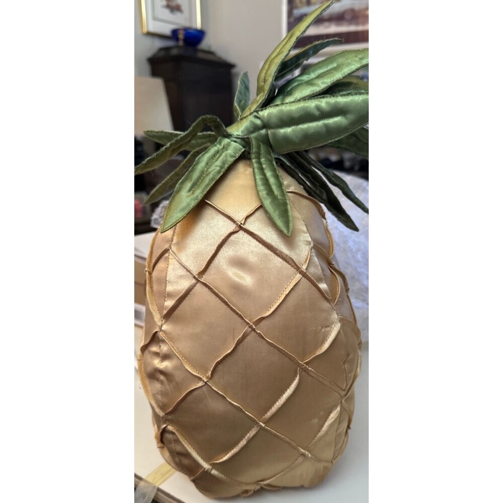 Rare Find Bess Pineapple Pillow Gold Plush Home Decor Tropical Satin Hawaii 20"